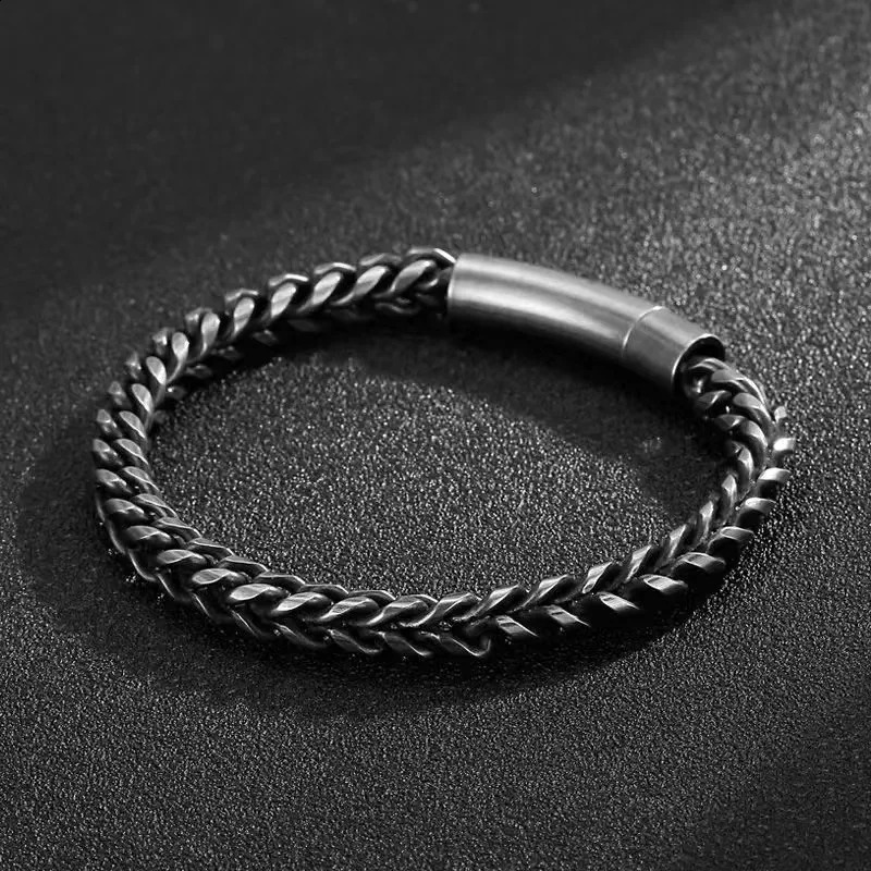 Vintage Link Chain Men Bracelet Punk Rock Stainless Steel Motorcycle Bracelets Male Handmade Jewelry Accessories Gifts 241223