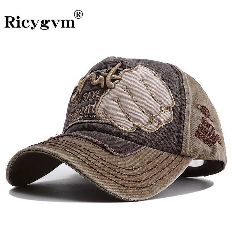 Hip hop Fist Baseball Hat Letter Embroidered Foot Hat Retro Washed Cotton Hat Mens Punk Snap on Outdoor Sunshade W241225