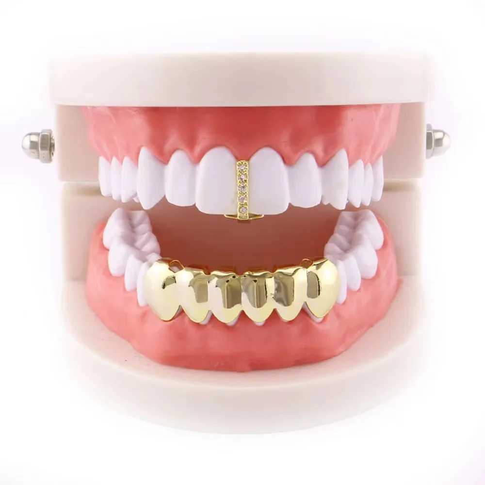 Hip Hop CZ Teeth Grillz Fashion Rhinestones Gold Silver Color Removable Dental Grills Teeth Punk Teeth Cs Jewelry GiftXJ241225