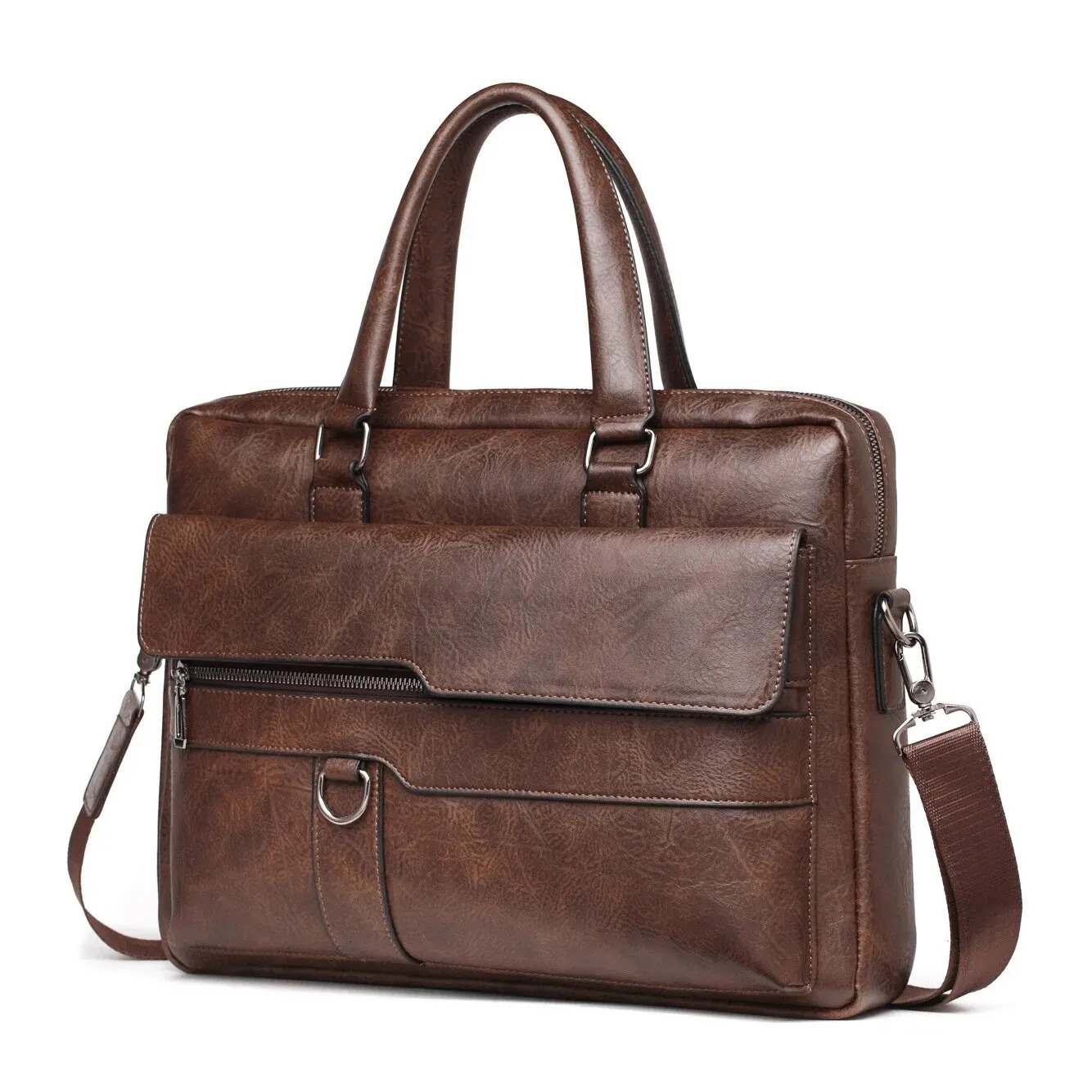 14 Inch Laptop Bag Men Briefcase Bag High Quality Business PU Leather Shoulder Messenger Bags Office Handbag 241225