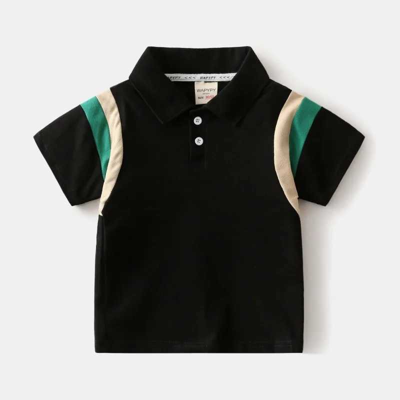Summer Kids Fashion Breathable Cotton Polo Shirt Tops Boys Casual Short Sleeve T-Shirt with Contrast Color Ages 2-7 OptionalXJ241225