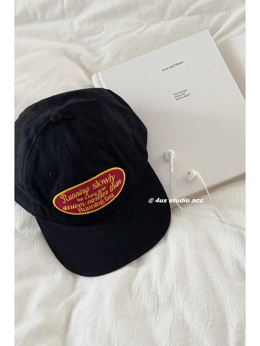 Flat Brim Peaked Cap Female Korean Soft Top Embroidered Big Head Round Flat Brim Hip Hop Baseball Hat Male W241225