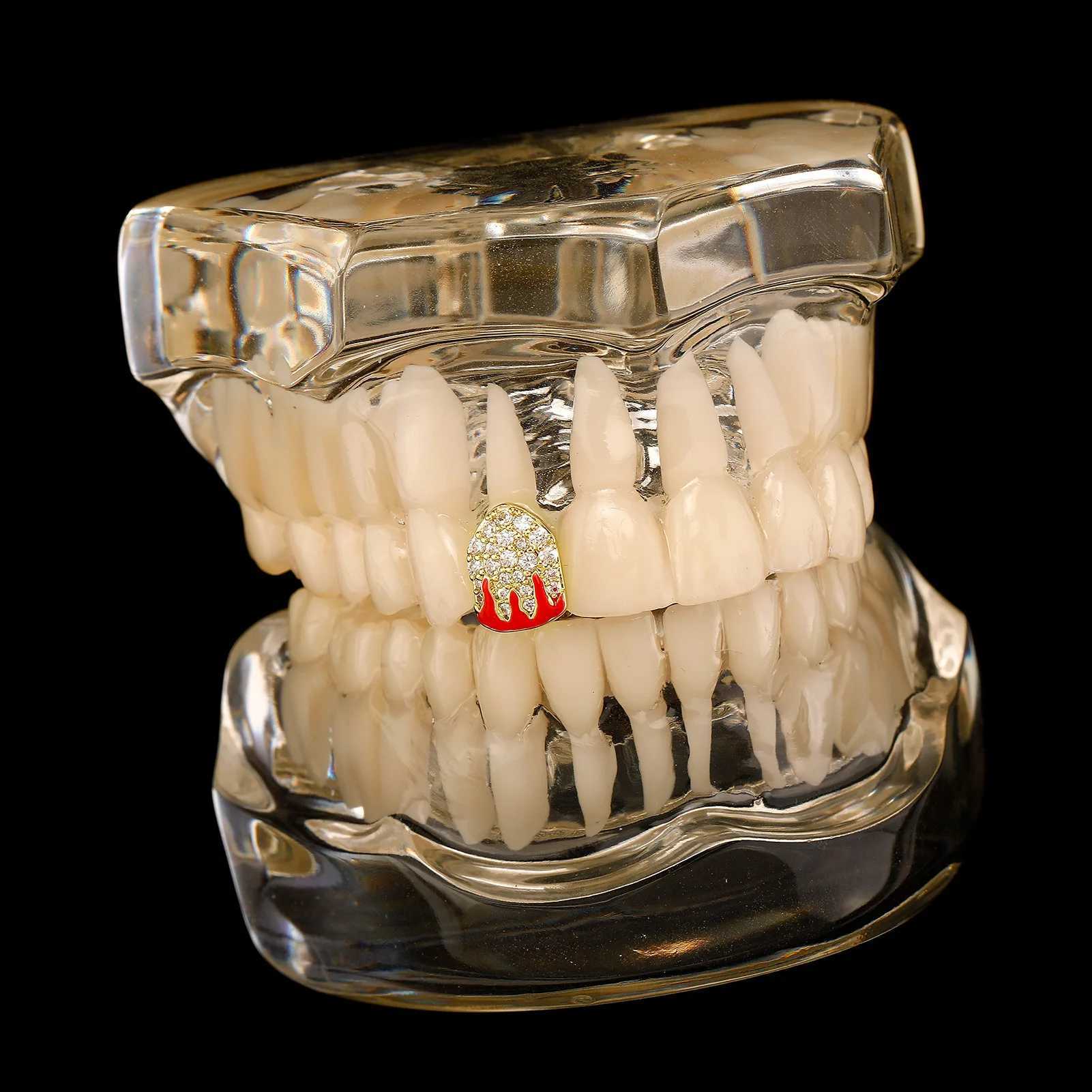 Halloween Teeth Grillz Gold/Silver Plated HipHop Single Tooth Grillz Top/Bottom Dental Grill Teeth C Men Women Fashion JewelryXJ241225
