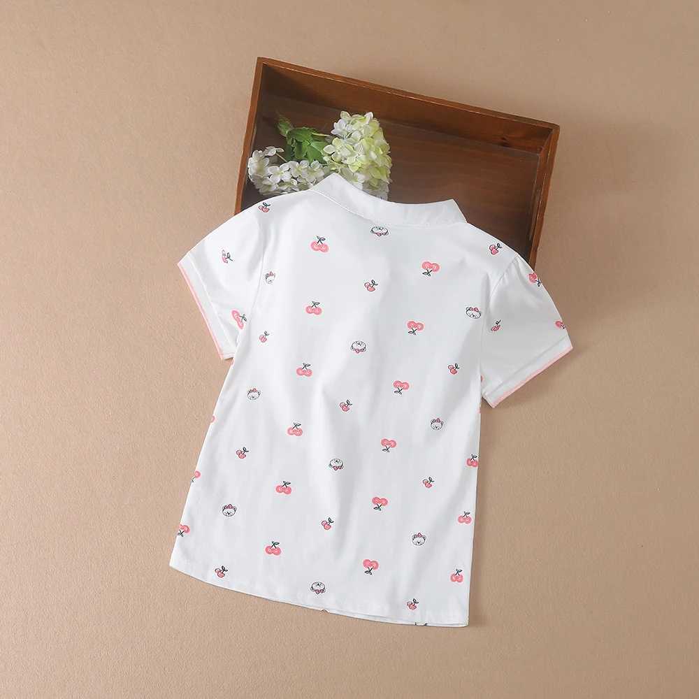Girls Polo Shirt 2024 New High-quali Kids Top Turn-down Collar Short Sleeves Cotton Shirts Children Summer Clothes 5-12TXJ241225
