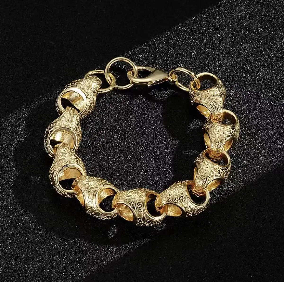 Bubble Letter Acorn Bracelet for Men Adjustable Wrist Bangles Lobster Clasp Real Copper Gold Color Hip Hop Jewelry 241225