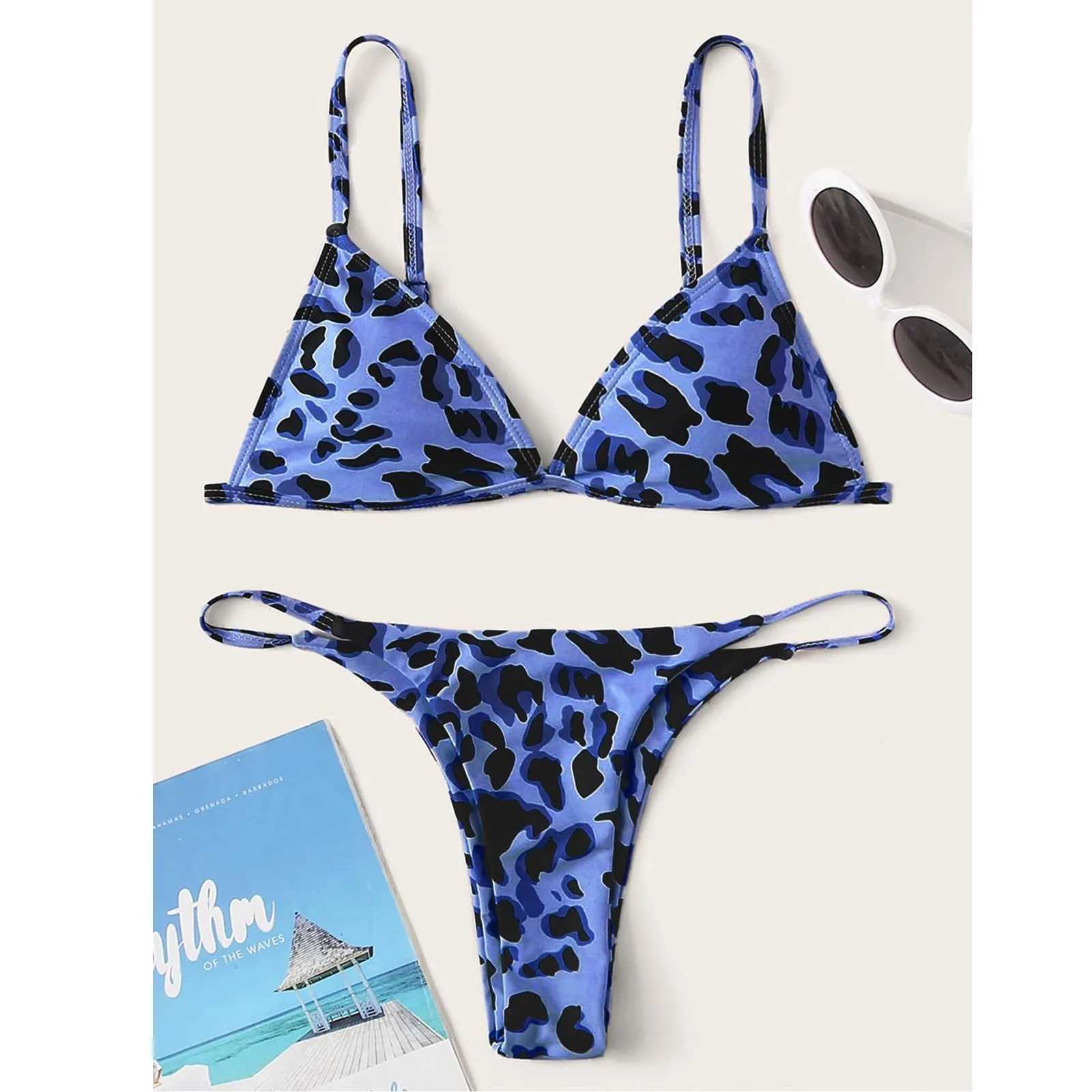 Print Two Women Beachwear Swimwear High Pieces Swimsuit Leopard Bikini Waist Swimsuit Women 2023 Maillot de Bain Femme 2023W241225