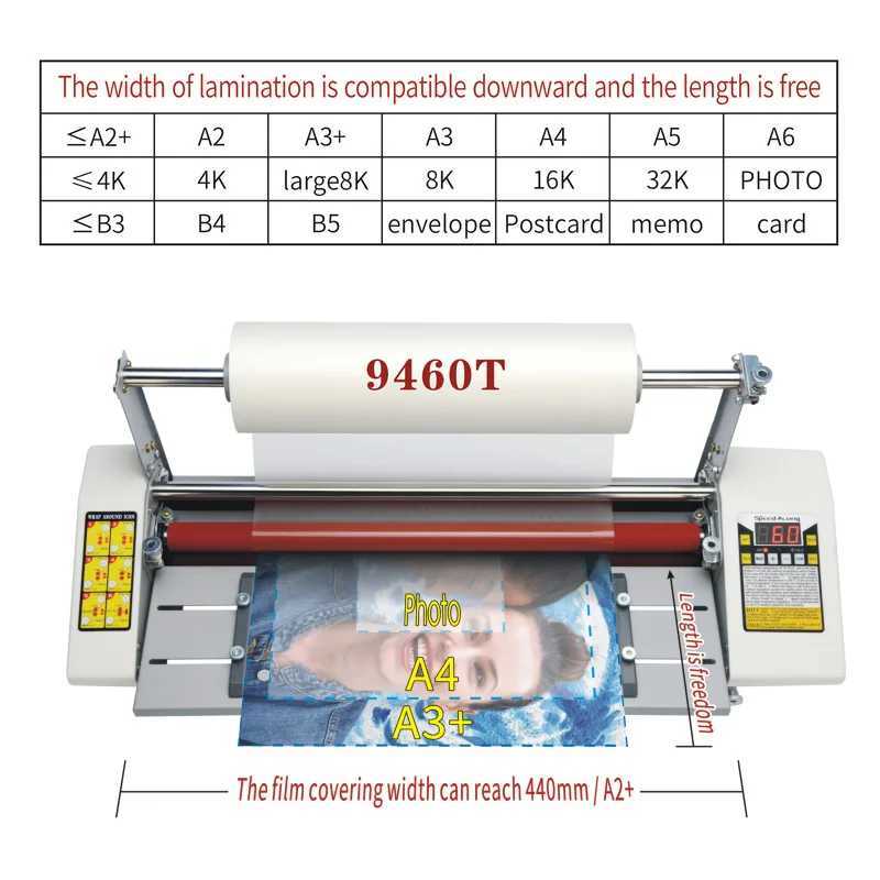 Laminating Machines 9460T Hot roll laminating machine A2 Four Rollers Laminator laminator speed regulation thermal laminator 220V 110V S2412242