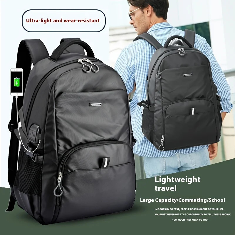 Backpack Mens Casual Business Computer Bag School Bag Mens Trend Simple Commuting Large Capacity Travel Bag Mens 241225