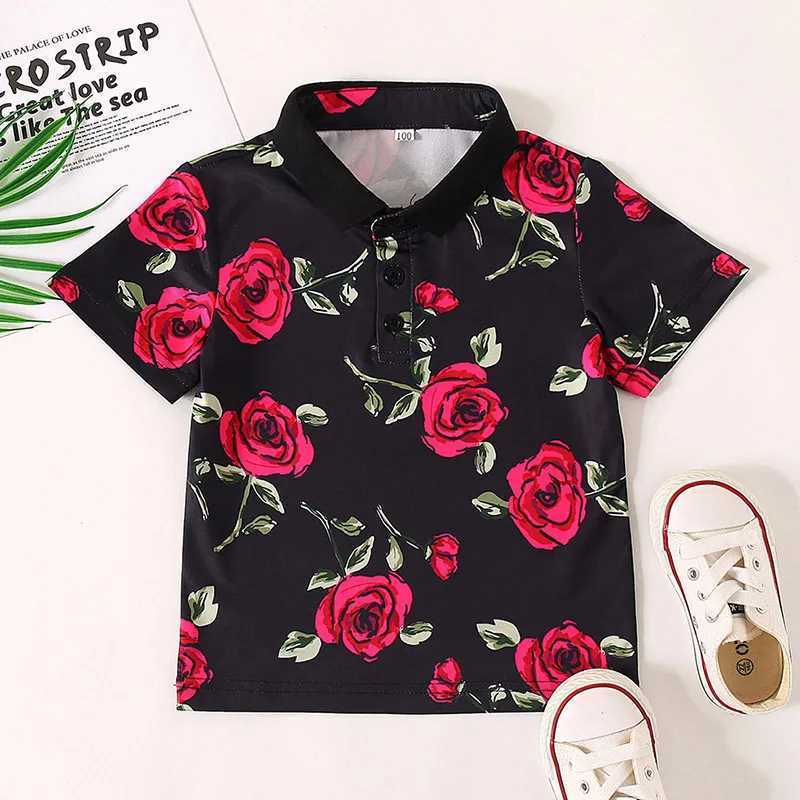 Casual Haii Lapel Polo Shirts Boys Poles For Children Short Sleeve Tropical Plants Pattern Versatile Summer Kids Tops ShirtXJ241225