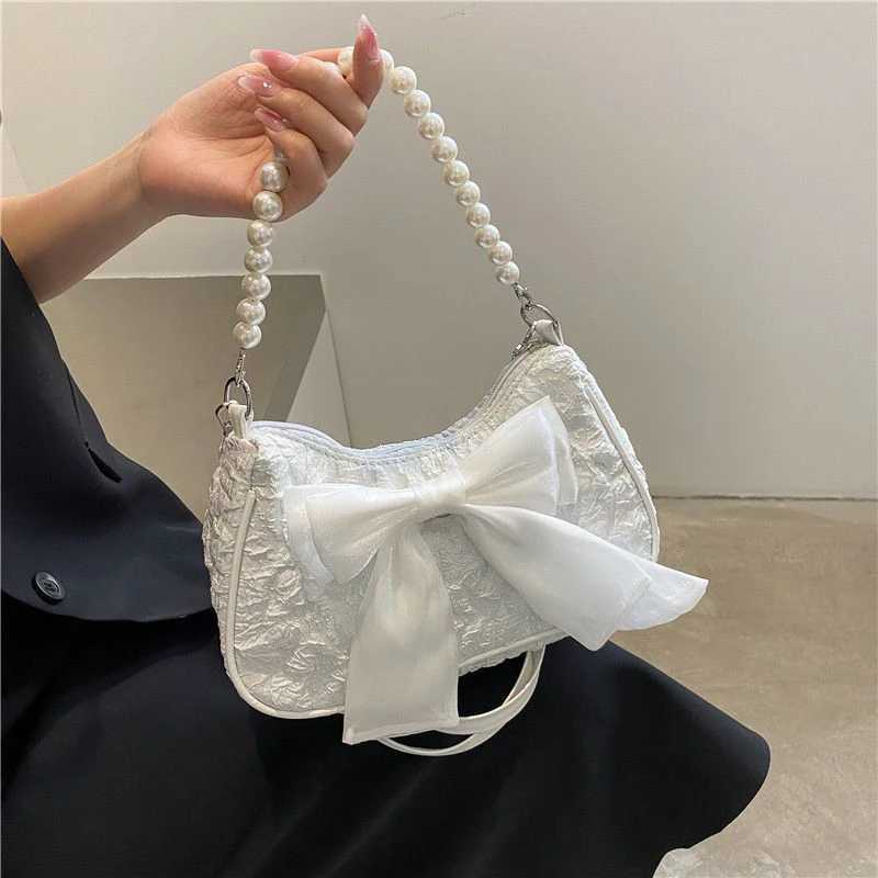 Pearl Female Bag Luxury Designer Handbag Bow Crossbody Bags Fi Canvas Womens Trend Shoulder Bag PursesXJ241225