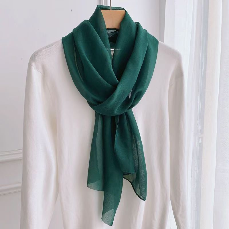 T031 Winter thin scarf pure black all-match solid color scarf men and women casual