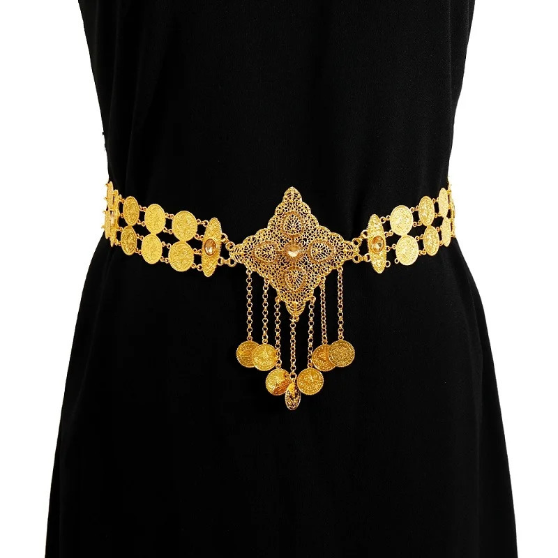 Ethnic Style Vintage Waist Chain For Women Bohemian Coin Tassels Belly Chain Waistband Dance Clothing Accessories Jewelry 241225