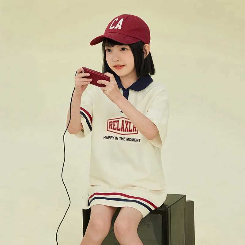 Clothing Sets Summer Children Girls Clothes Set Teenage Letter Printed Lapel T-shirts and Short Skirts 2pcs Set Kid Tennis Top Bottom UniformY241225OG