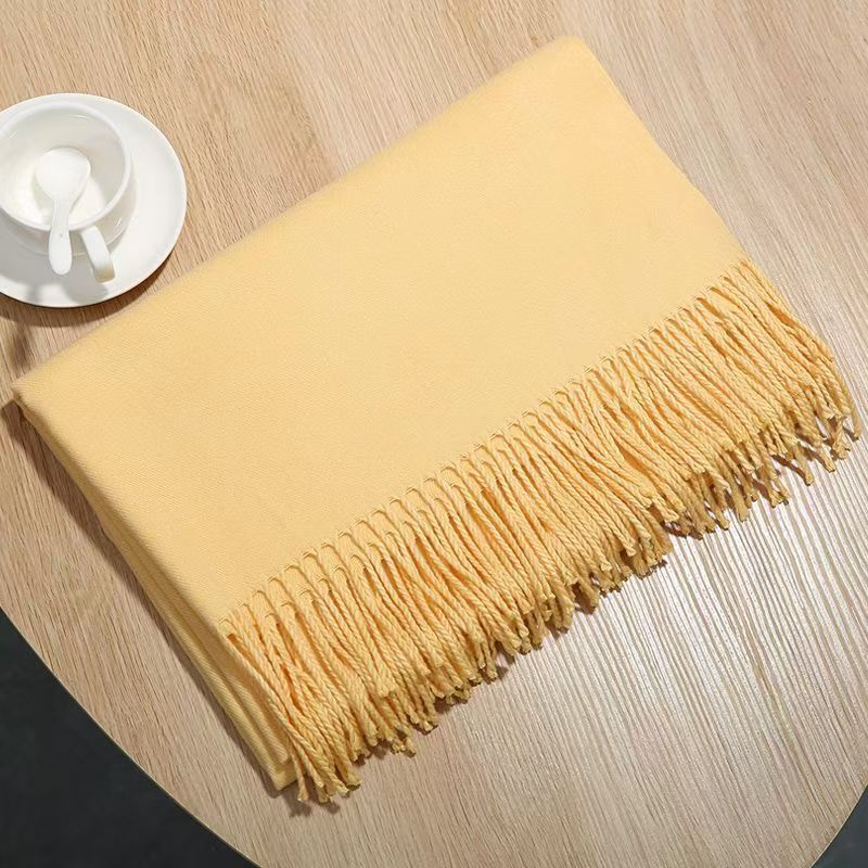 T033 scarf women's Korean version all-match dual-use double-sided solid color shawl long thick warm neck scarf autumn
