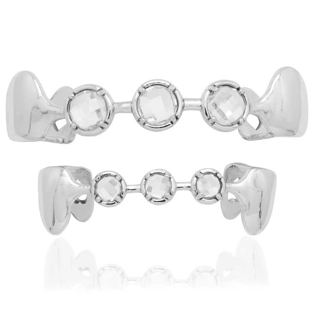 Round Zircon Inside Teeth Grills Hip Hop Tooth C Top Bottom Grillz Mouth Bo Jewelry Cosplay TG086XJ241225