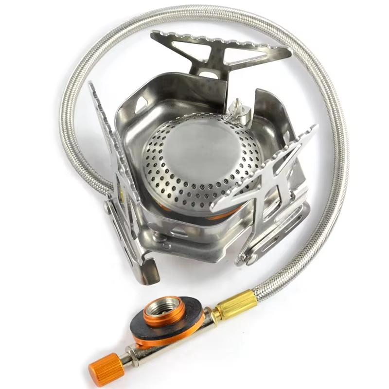 outdoor portable backpacking camping gas stove windproof stainless steel mini butane stove burner