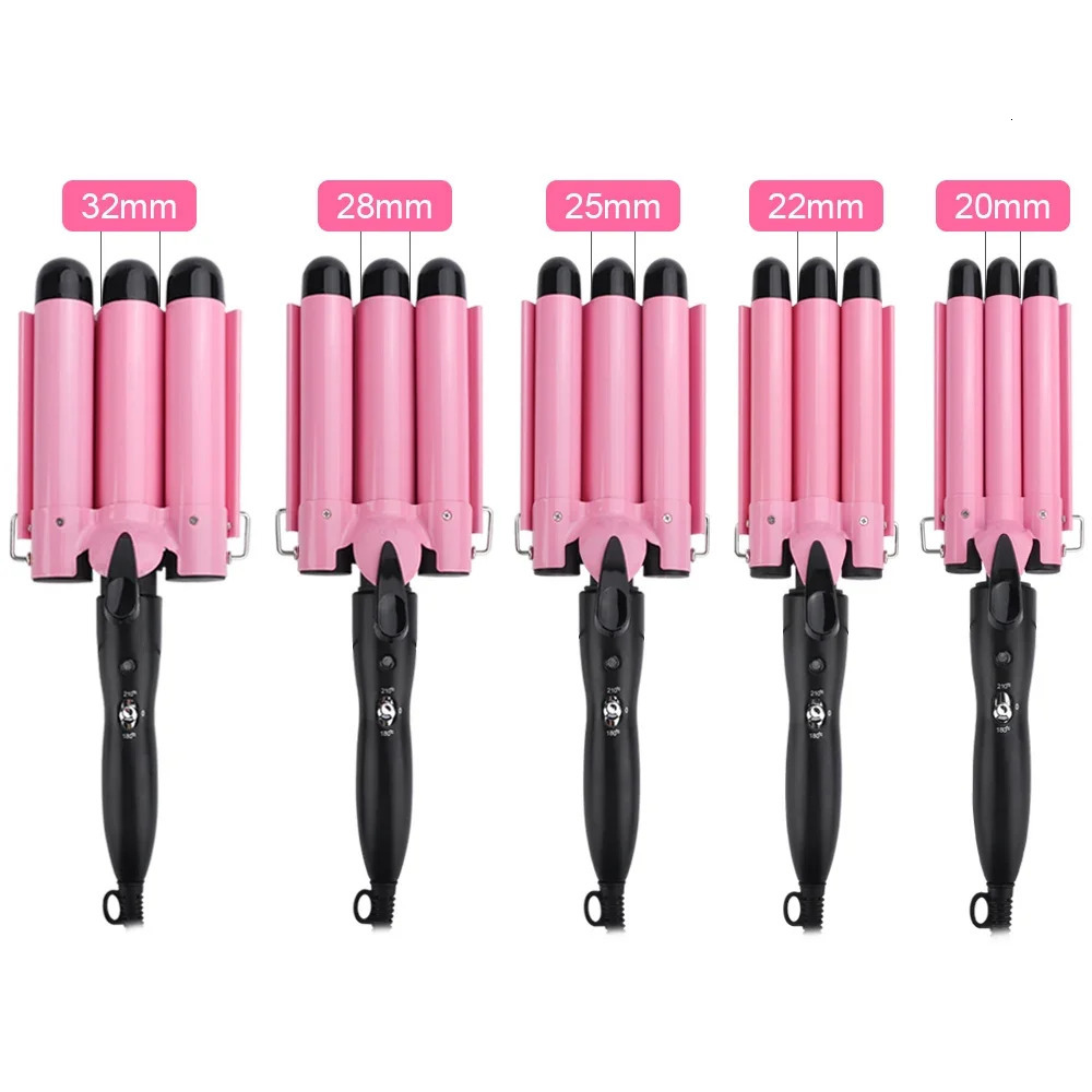 3 Barrel Curling Iron Wand Temperature Adjustable 5 Size Splint Ceramic Triple Barrels Hair Waver Portable Hair Iron Curler 241225
