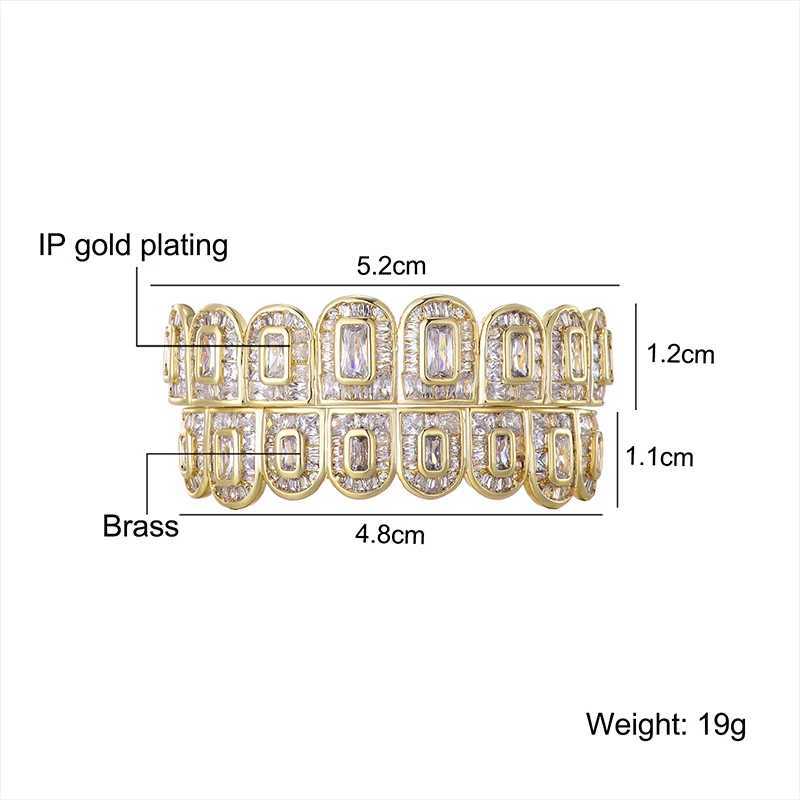 Hip Hop Full Baguette CZ Stones Teeth Grillz Cs Cubic Zircon d Out Micro Pave Top Bottom Charm Grills For Men Women JewelryXJ241225