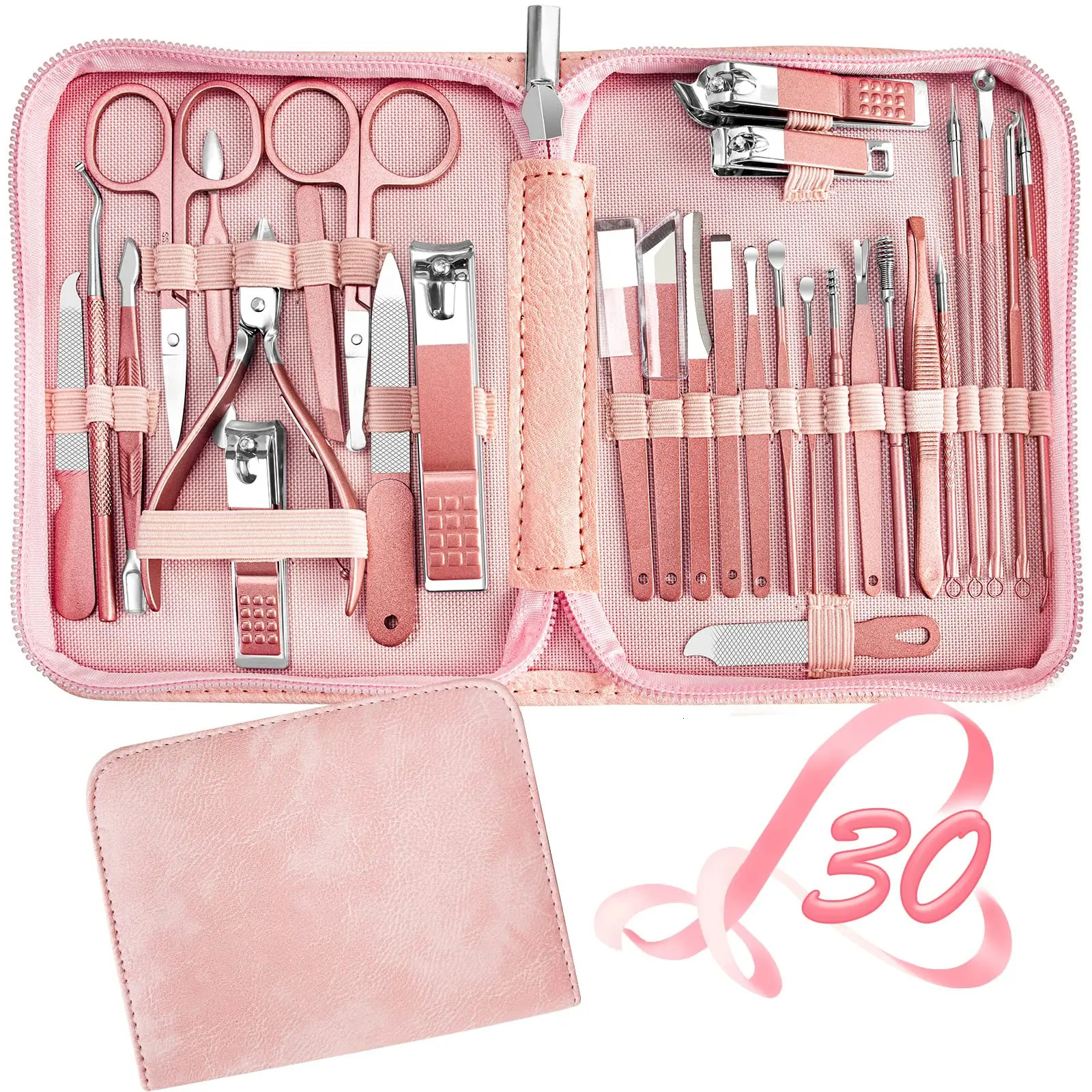30/25pcs Manicure Set Nail Scissors Professional Stainless Steel Nail Clipper Travel Grooming Kit Quality Manicure Complete Kit 241225