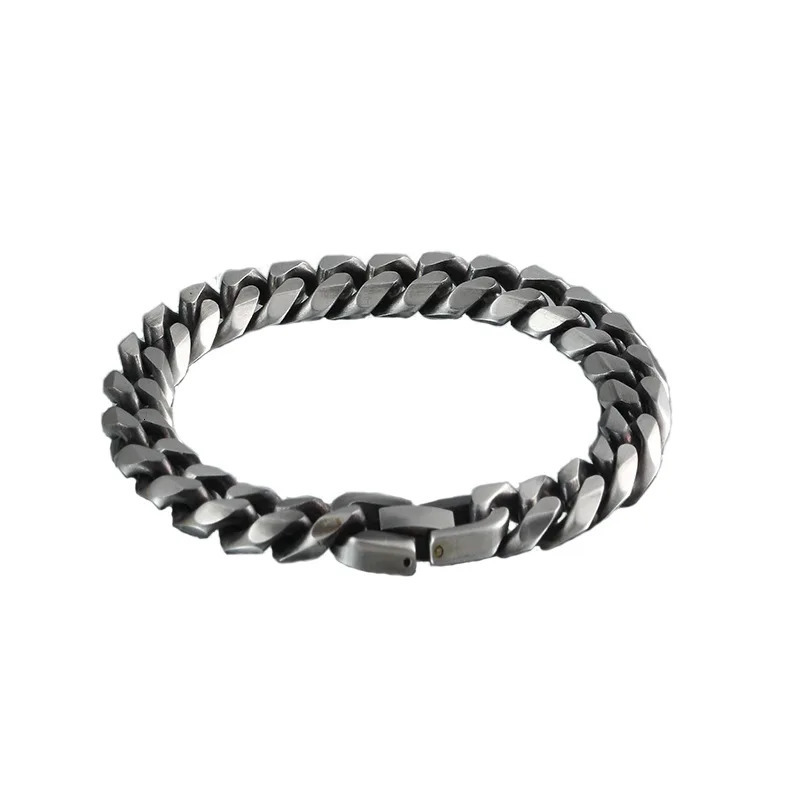 Steel Retro Simple Cuban Bracelet Hipster mens Hip Hop Bracelet Atmospheric Personality Jewelry 241225