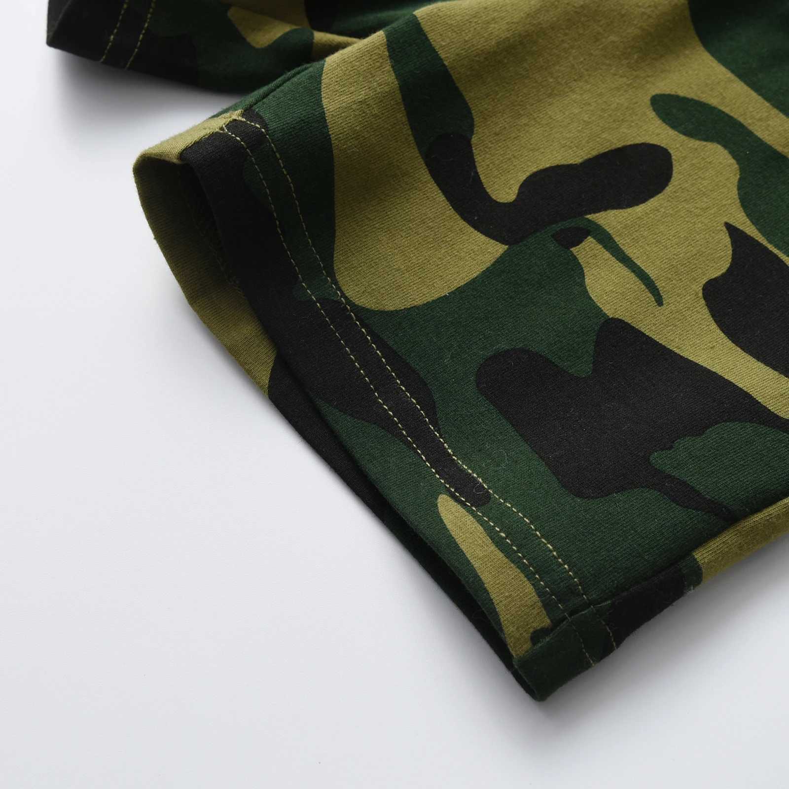 Clothing Sets Kukitty New Summer Toddler Kids Baby Boy Short Sleeve T-shirt with Letter + Camouflage Short Pants Two-Pieces Outfit Clothes SetY241225E