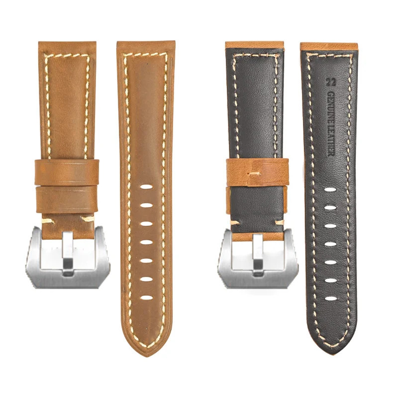 Waterproof Genuine leather Watch Band for Men Women 20mm 22mm 24mm 26mm Crazy-Horse lwather Watch Strap Replacement Belt 241225