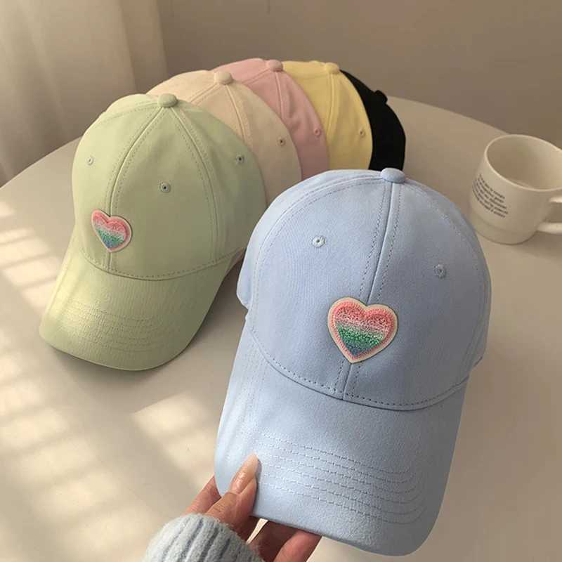 RICYGVM Korean Womens Love Baseball Hat Sunshade Duck Tongue Hat Solid Color Leather Hat Girls Outdoor Sunshade Hat W241225