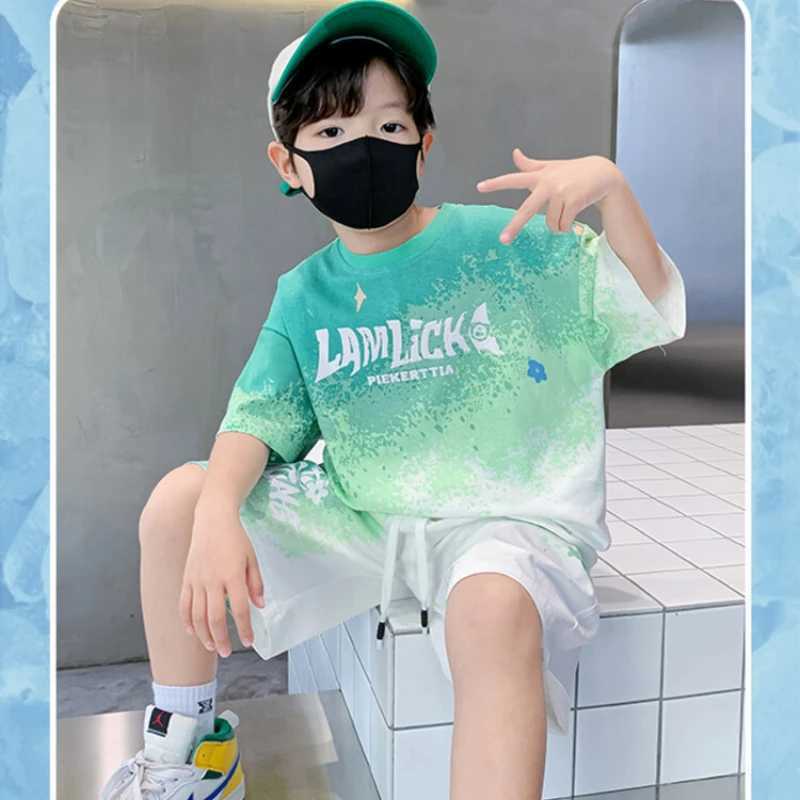 Clothing Sets Summer Teenage Boy Letter Clothes Set Children Girls Tie Dye Tshirts and Shorts 2pcs Suit Kid Top Bottom Outfits TracksuitY241225XH8V