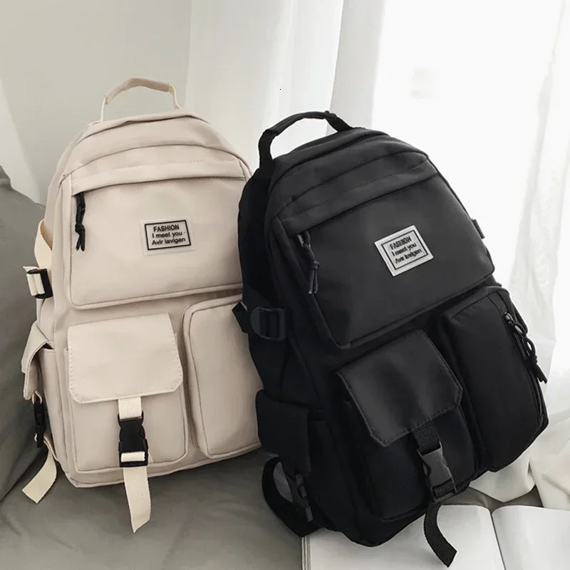 A Load Of Multi-pocket Men and Women Universal Nylon Large-capacity Leisure Simple Schoolbag Insert Buckle Computer Backpack 241225