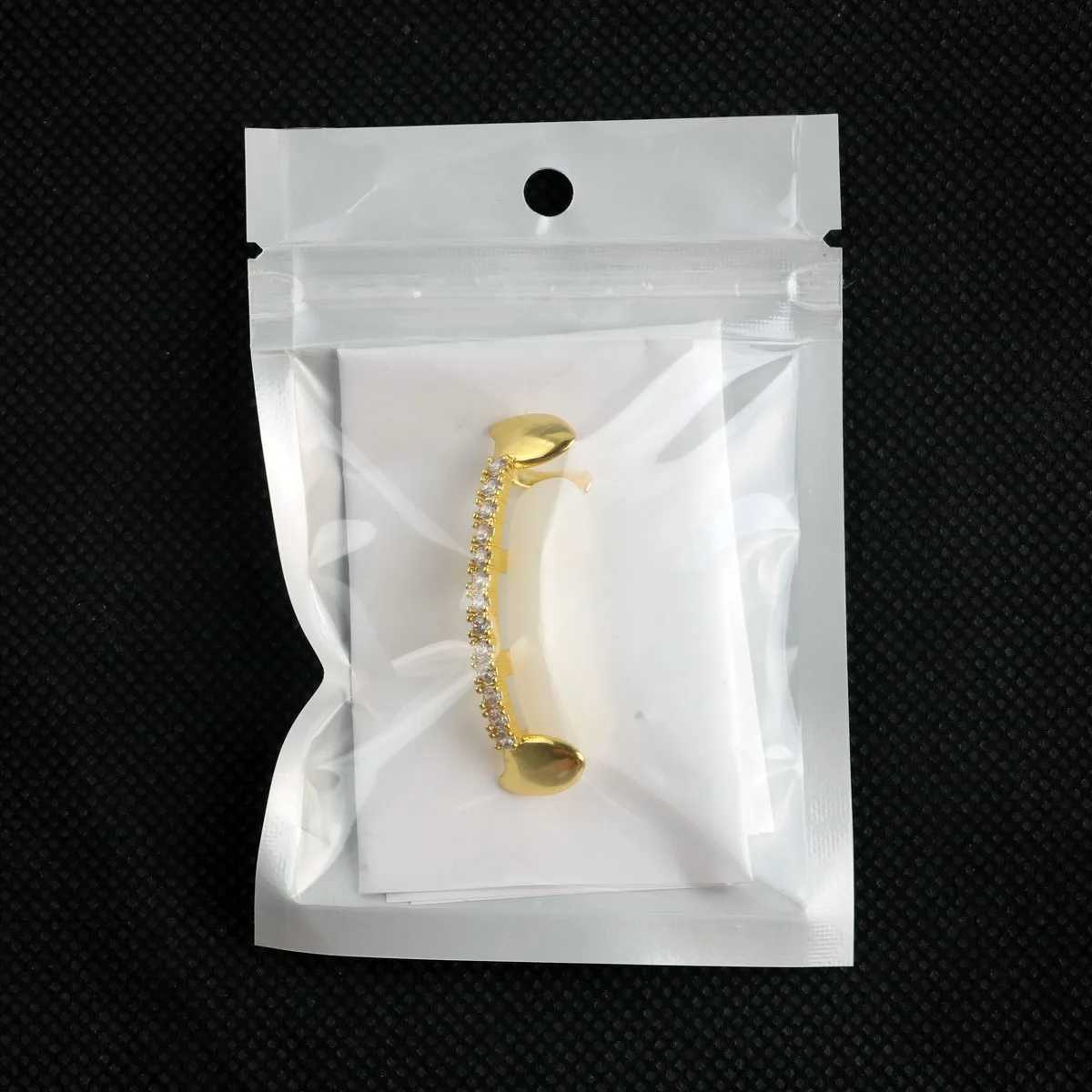 Hip Hop Rock Water Drop Flame Zircon Teeth Grillz 14K Gold Plated CZ Stone Tooth Cs For Women Men JewelryXJ241225