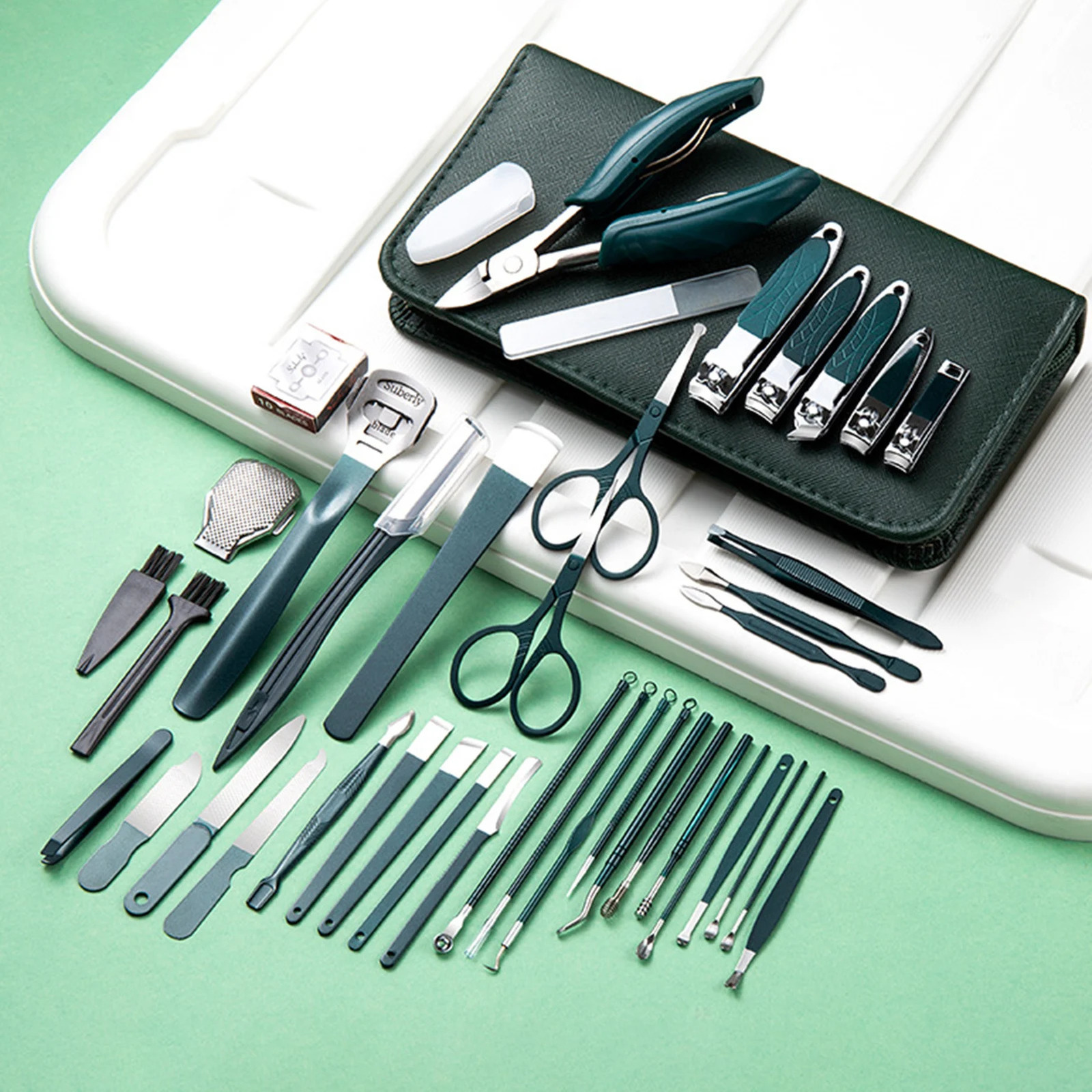 40PCS Professional Nail Clippers tool set Stainless Steel Pedicure Manicure Kit Wear-resistant Nails Art Scissor Nail Care Tools 241225