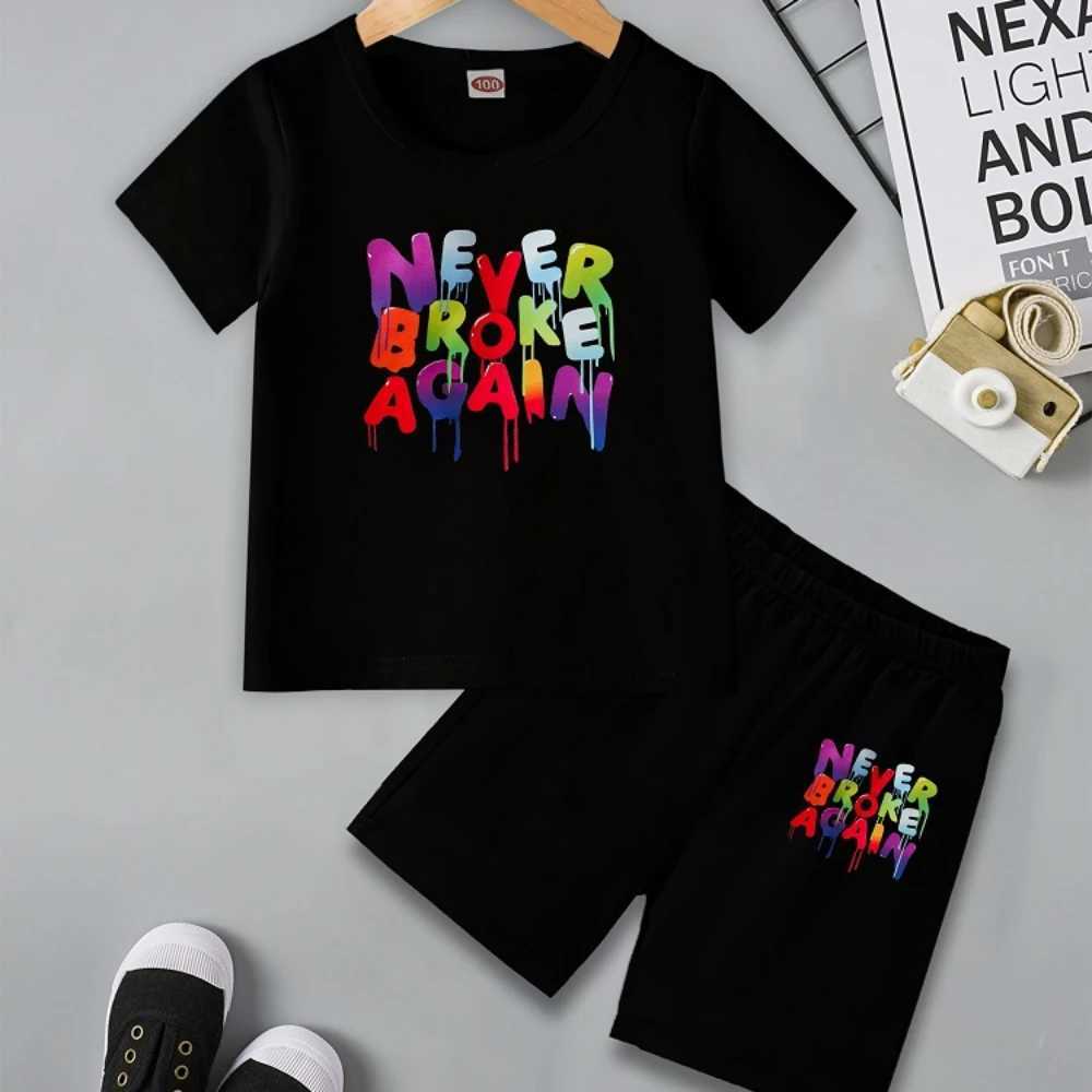 Clothing Sets Summer Baby Girls Clothes Set Fashion Letter Printed Short Sleeve T-shirts and Shorts 2pc Children Boy Top Bottom Hip Hop OutfitY2412257