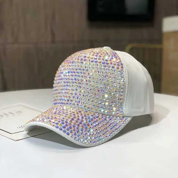 Womens Colorful Rhinestone Fashion Pure Silk Sun Hat Spring/Summer Girls Travel Sports Hip Hop Baseball Foot Hat W241225