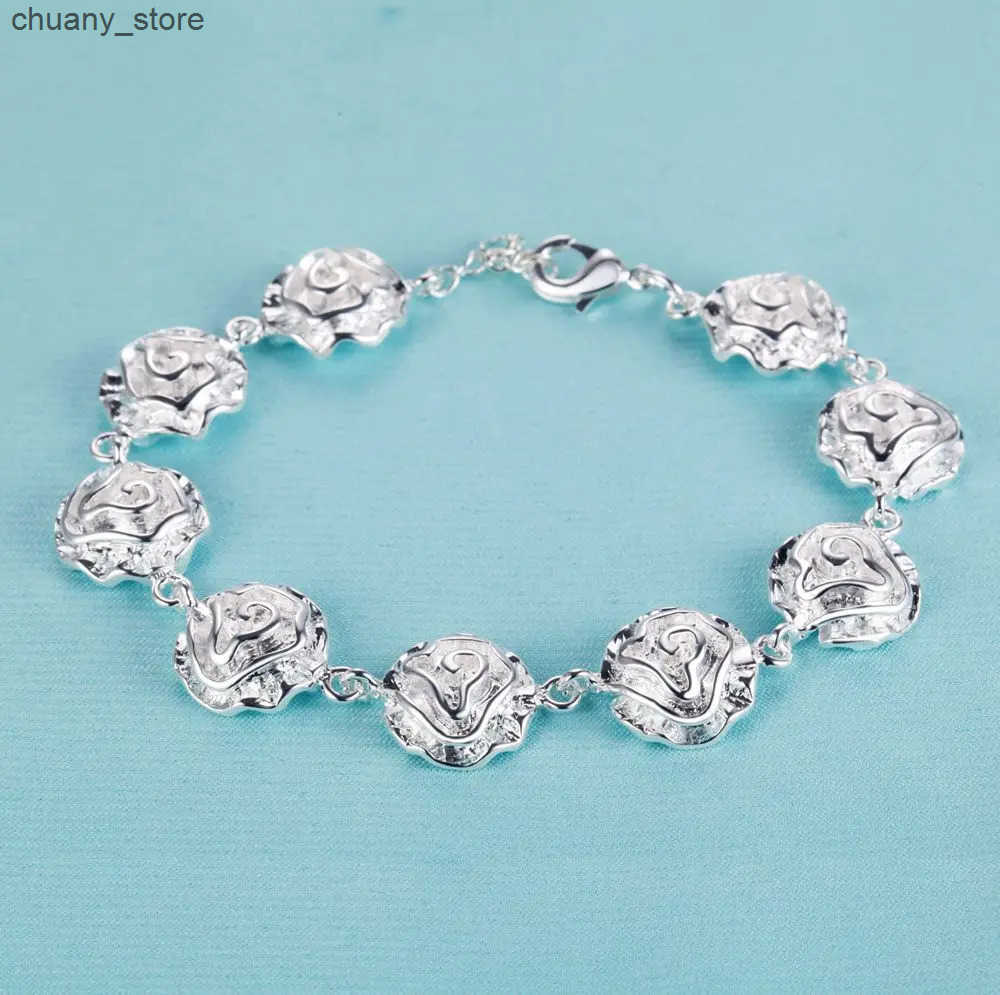 Chain 925 Sterling Silver Rose Flowe Nice Snake Chain High Quality For Women Men Fashion Jewelry Wedding Engagement Party L240910