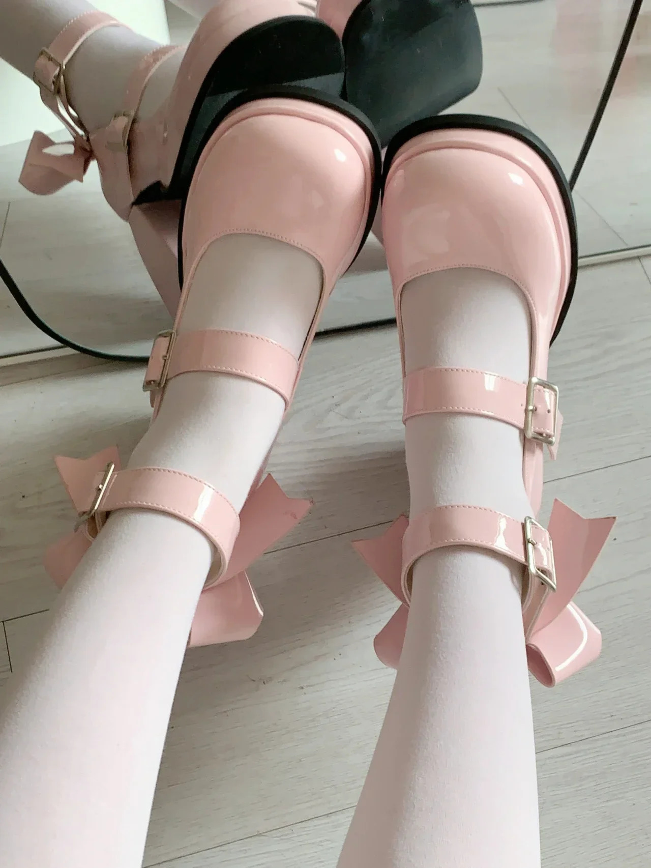Bow Mary Jane High Heels Cute and Comfy Womens Pumps with Bow Tie for Casual Italian Shoes and Bags Matching Set 241225