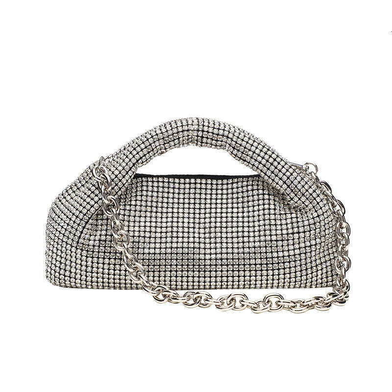 Full Shining Ineffective Water Banquet for Women 2024 Summer New Diamond Set Handbag Chain Shoulder Cross Bag