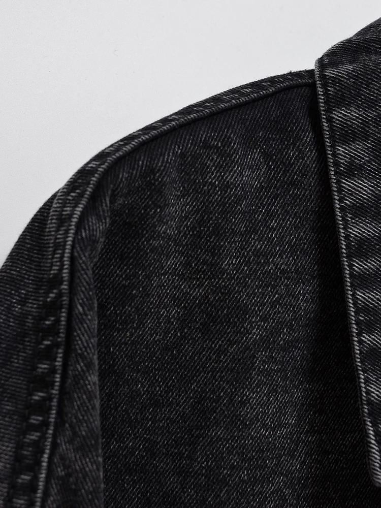Fitaylor Autumn Winter Women Vintage Loose Tassel Single Breasted Short Denim Jacket Female Long-sleeve Lapel Retro Jeans Coat 241223