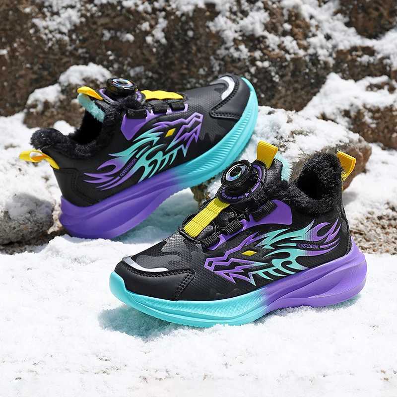 Athletic Outdoor Children Shoes Boy Sneaker Plush Winter Kids Casual Sneaker New Design Fur Warm Trainers Tennis Boy Sports Shoes H241223
