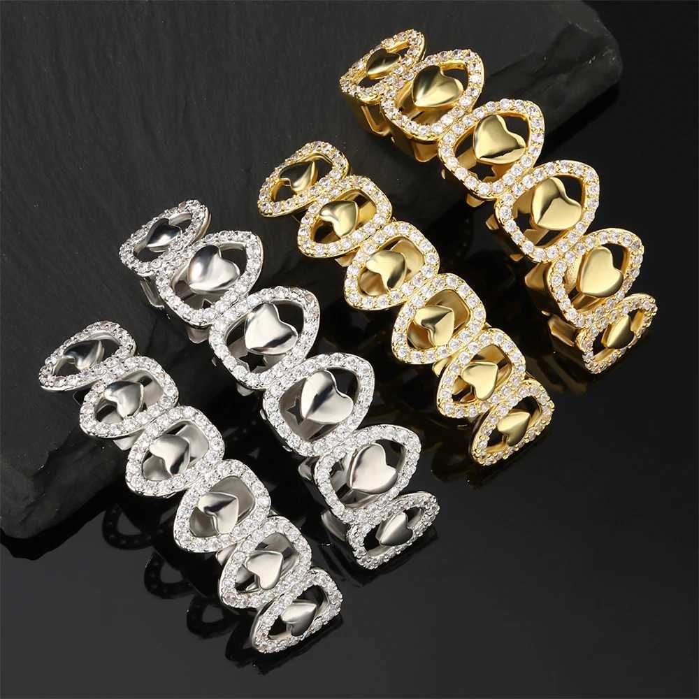 CZ Teeth Grillz Cs Cubic Zircon d Out Micro Pave Top Bottom Charm Grills For Men Women Hip Hop Jewelry GiftXJ241225