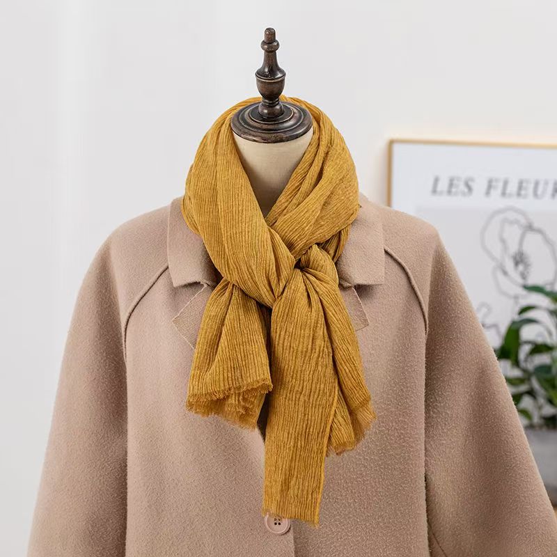 T032 New Korean Style Room Shawl Outerwear Women's Warm Windproof Neck Thin Cotton and Linen Scarf