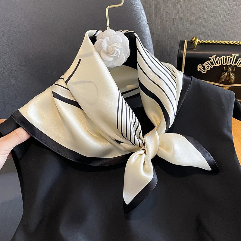 Shawl faux Real Silk Square Scarf Women Hair Headband Wrap Ladies Neck Tie Neckerchief Wrist Bandana 241225