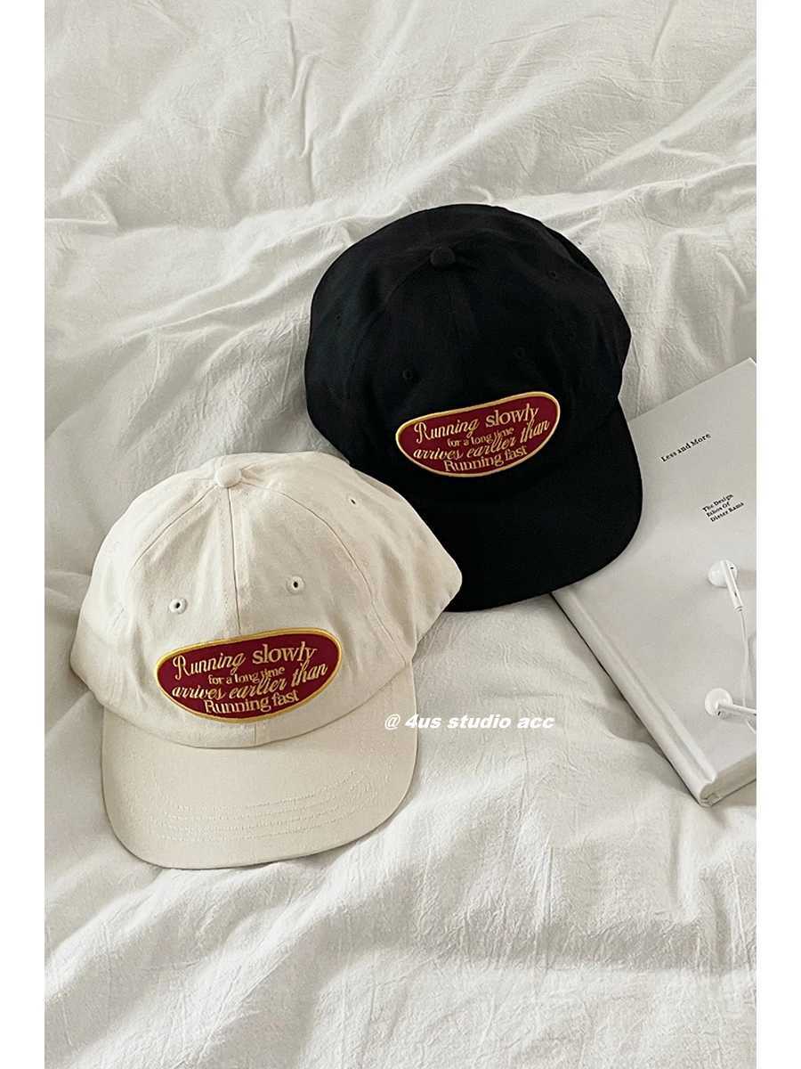 Flat Brim Peaked Cap Female Korean Soft Top Embroidered Big Head Round Flat Brim Hip Hop Baseball Hat Male W241225