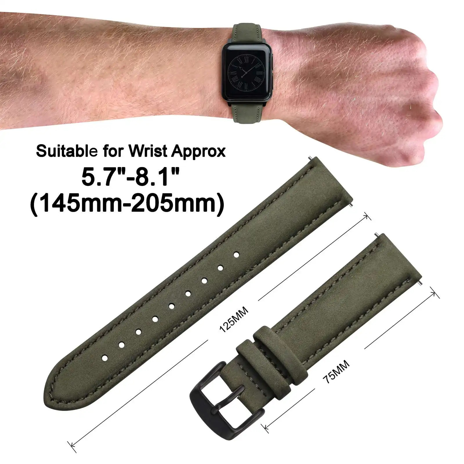 ANNEFIT Genuine Leather Watch Straps 18mm 20mm 22mm Vintage Premium Suede Soft Replacement Bracelet with Quick Release 241225