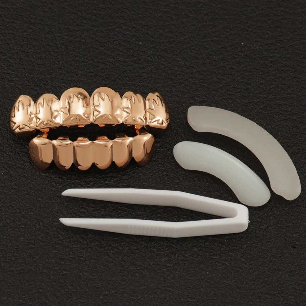 1set Hip Hop Teeth Grillz Gold Plated Dental Grills Rock Tooth Grillz Cs Crystal Teeth Cs Halloween Vampire Tooth Men GiftXJ241225