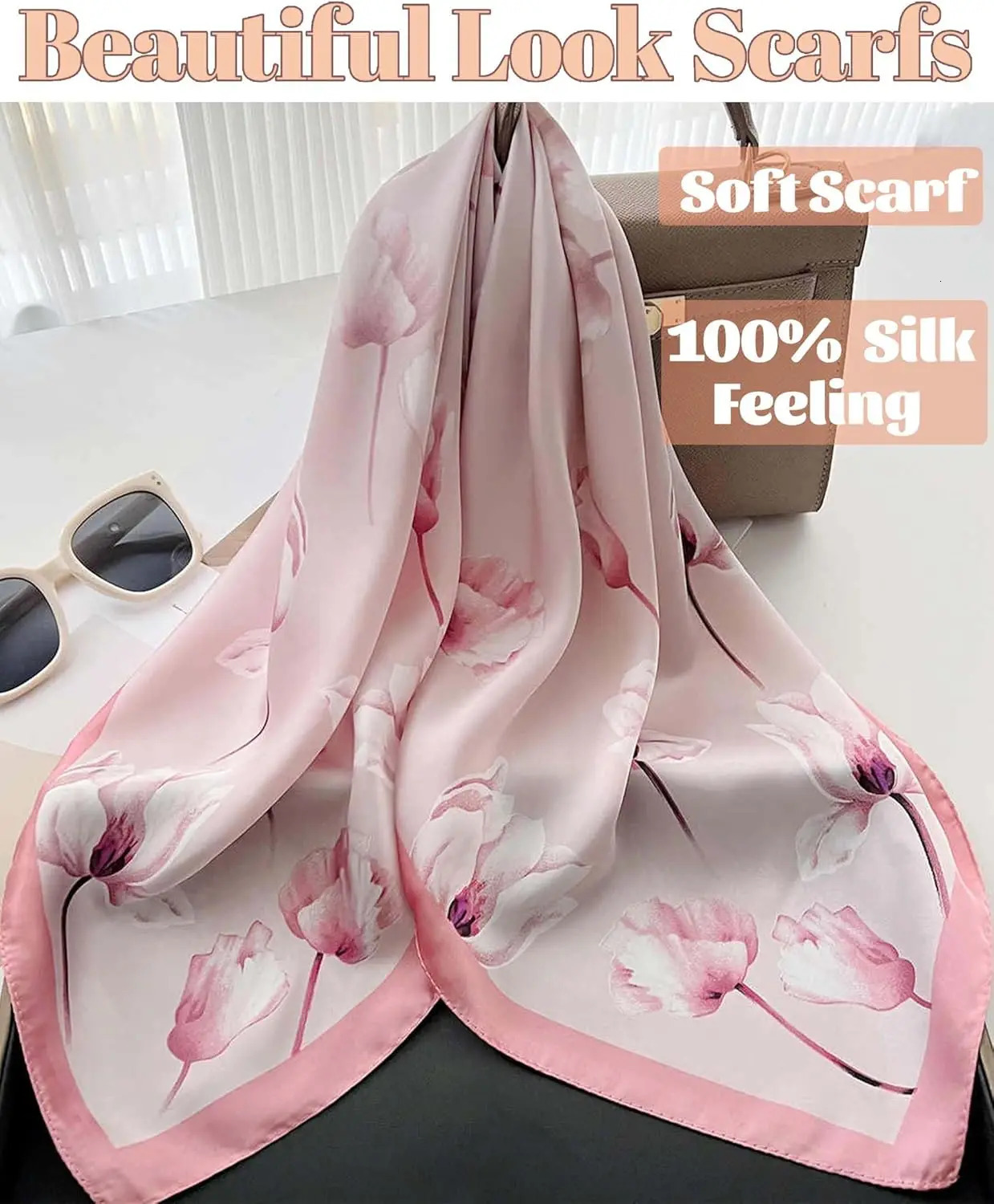 Mulberry Silk Feeling Head Scarf Womens Fashion Square Neck Satin Scarfs for Bag Hair Scarves Gift Hijab Scarf Women 241225