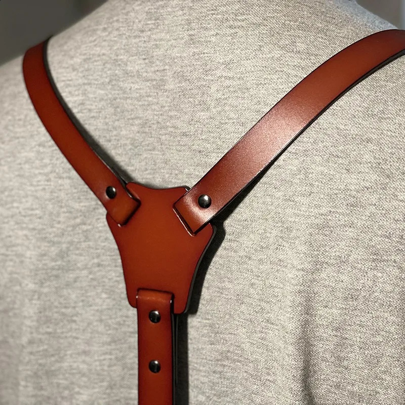 2*115Cm Leather Suspenders Men 4-Clip Y-Back Retro Suspenders Adjustable Suspenders Womens Pants Braces Apparel Accessories 241224