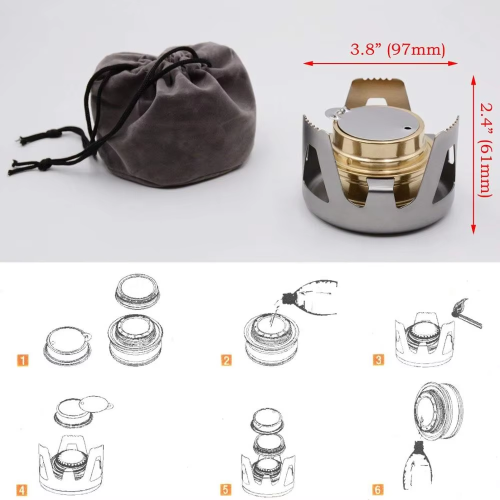 Outdoor Mini Portable Aluminum Alcohol Stove Backpacking Lightweight Stove Burner for Camping
