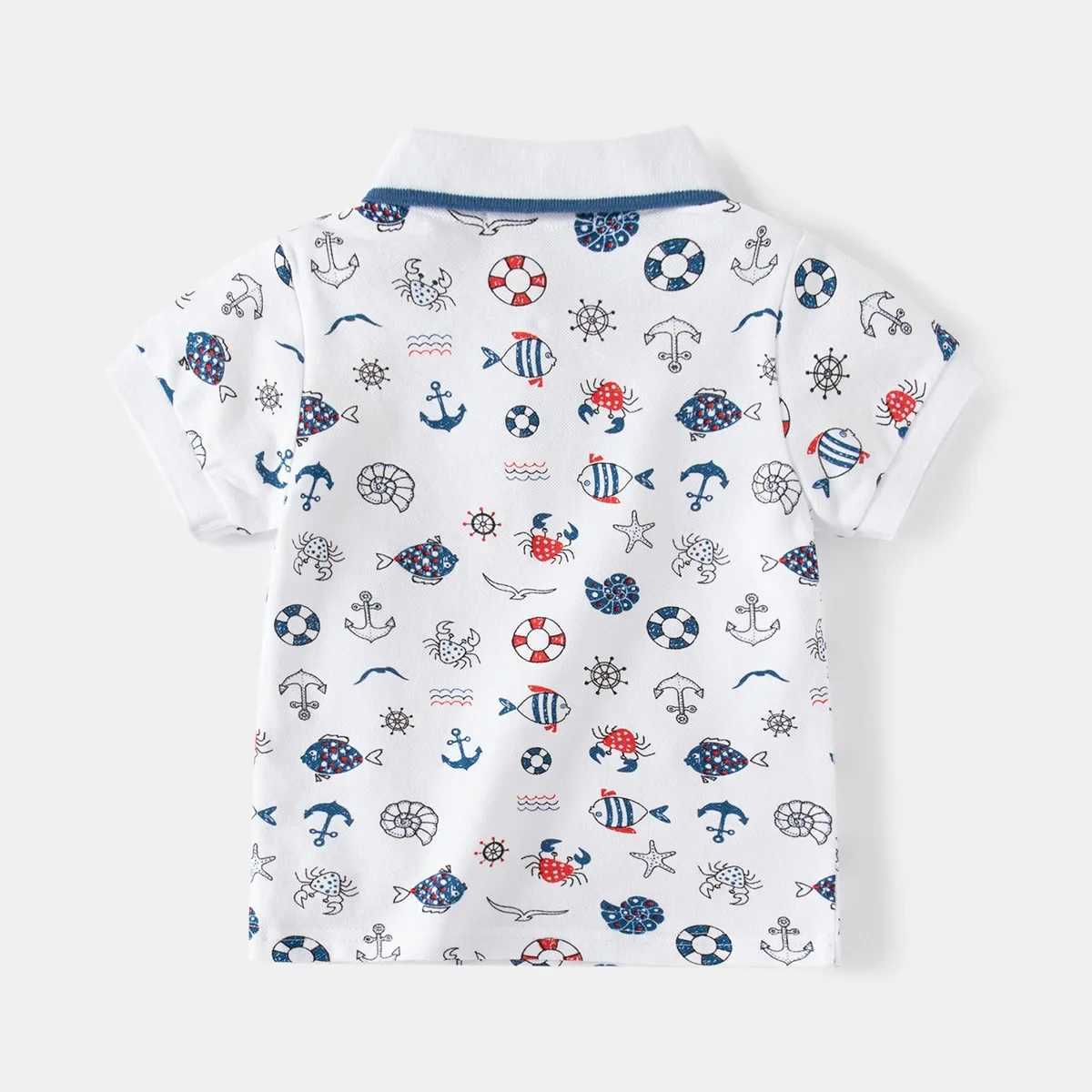 Summer New Fashion Boys Printed Short-Sleeve T-Shirt Casual Breathable Cotton Polo Shirt for kids Ages 3-8XJ241225
