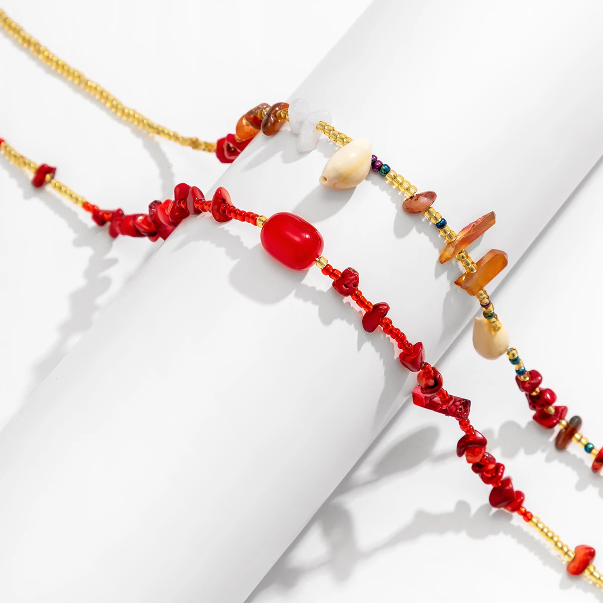 Salircon Boho Acrylic Seed Beads Double Layer Waist Chain Trend Geometric Stone Belly Chain Sexy Summer Body Jewelry 241225