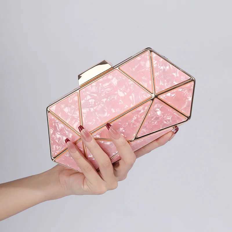 New Arrival New Women Acrylic Metal Rhombus Evening Bag Chain Shoulder Crossbody Bag Luxury Designer Handbag Party Clutch Dinner Bags Z250527